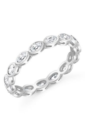 Crislu Oval Cut Cubic Zirconia Eternity Band in Pure Platinum /Clear Stone at Nordstrom, Size 9