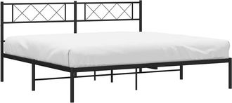 vidaXL Vidaxl - Estructura Cama Sin Colch&oacute;n Con Cabecero Metal Negro 183x213 Cm