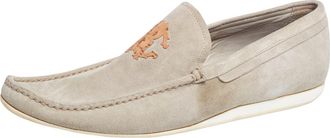 Roberto Cavalli Robert Cavalli Grey Suede Logo Loafers