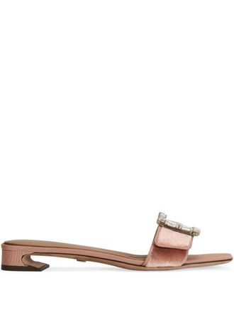 Dolce & Gabbana crystal-buckle sandals - women - Calf Leather/Fabric/Fabric/Rubber/Calf Leather - 36.5 - Pink