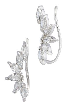 Savvy Cie Jewels STERLING SILVER.925 FLARED PEAR CLIMBER EARRINGS