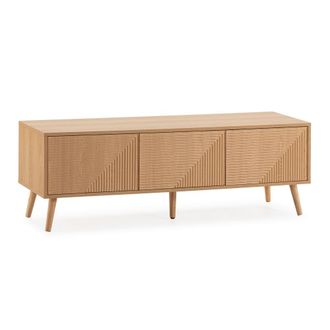 HOMN Mueble tv 3 puertas efecto roble 130 cm