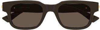 Bottega Veneta 49mm Small Rectangular Sunglasses in Brown at Nordstrom