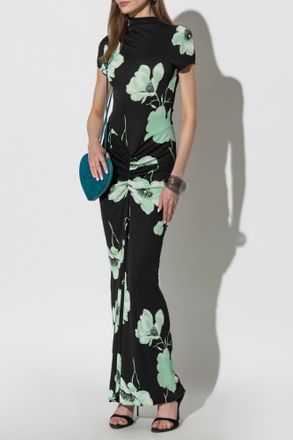 Alaia Floral Motif Dress, Womens, Black