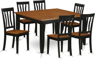 East West Furniture 7 Pc Dining room set-Dining Table and 6 Wooden Dining Chairs