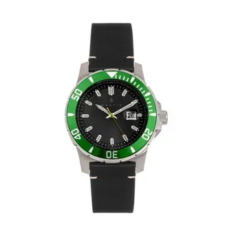 Nautis Dive Pro 200 Leather-Band Watch w/Date in Green/black at Nordstrom