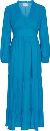 Americandreams Umi Lange Effen Katoenen Jurk - Dames - Casual kleedjes - Blauw - S - Katoen - Kleedjes