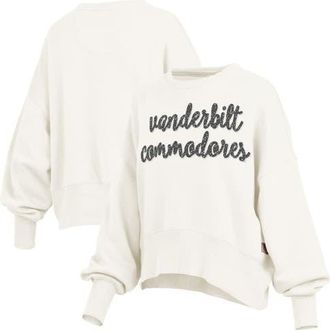 Pressbox Womens Pressbox Cream Vanderbilt Commodores Oversized Chelsea Waist Length Pullover Sweatshirt at Nordstrom, Size Xx-Large