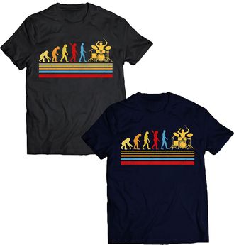 Generic Evolution of A Drummer T-Shirt Funny Drumming Musician Drums Humor Adult Kids Gift Tee Top (Black, 12 Years)