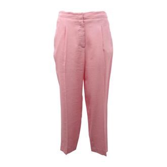 Michael Kors Linnen en Viscose Cropped Broek - Dames - Vrijetijds broeken - Roze - S - Linnen - Broeken