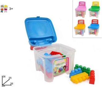 Trade Shop Trade Shop - Sediolina Bambini Contenitore Con Costruzioni Plastica Colorate Sedia Bimbi