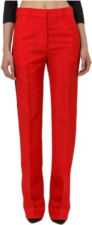 Calvin Klein Rechte Broek met Contrasterende Zijstreep - Dames - Straight fit broeken - Rood - XL - Broeken