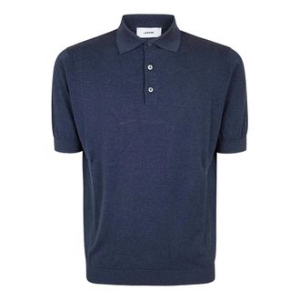 Lardini Polo Shirts, male, Blue, Size: 2XL Short Sleeve Cotton Polo