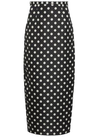 Khaite Winton Polka-dot Silk Midi Skirt - Black And White - 8 (UK12 / M)
