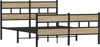 vidaXL Metal Bed Frame without Mattress Sonoma Oak 135x190 cm Double Vidaxl