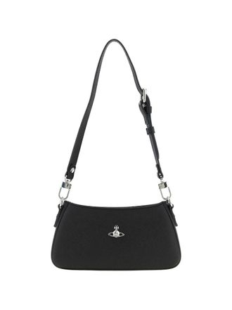Vivienne Westwood Black Top Zip Adjustable Leather Bag