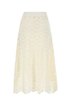 Farm Rio Womens White Crochet Skirt Offwhite Gonne