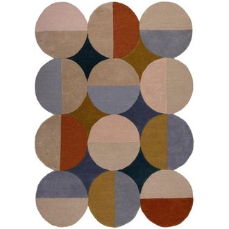 Flair Rugs Alfombra de lana azul, amarillo, terracota y beige 120x170cm