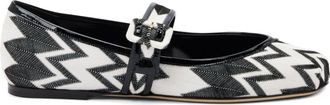 Missoni Zigzag-pattern ballerinas - women - Fabric/Calf Leather/Calf Leather - 37 - White
