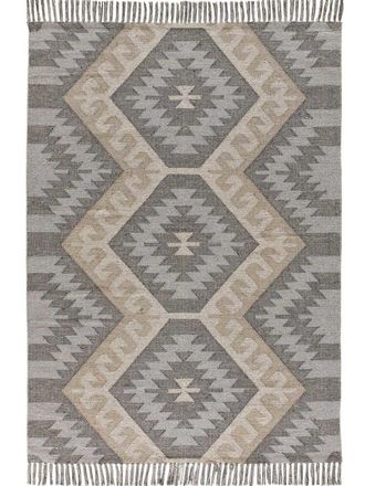 Atticgo Alfombra de algodón étnica gris/beige 160x230 cm