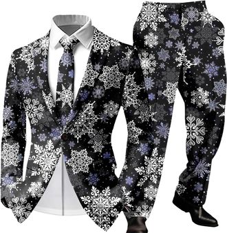 Generic Christmas Suit Mens White Sweatshirt for Men Tree Father Outfit Suits UK Boys Mens Party 2 Piece Regular Fit Santa Costumes Bells Jackets Dress Up