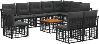 vidaXL Conjunto De Sof&aacute;s De Exterior 11 Uds. Negro Y Gris Oscuro Vidaxl