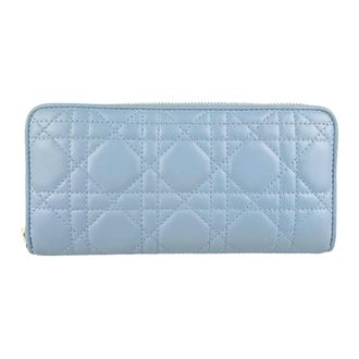 Dior Light Blue Leather Coin Purse/Coin Case (Pre-Owned)