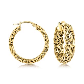 Ross-Simons 14kt Yellow Gold-Plated Byzantine Hoop Earrings