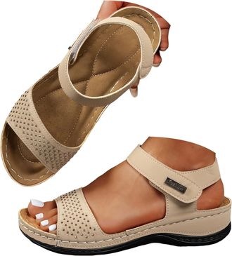 Generic Womens Hiking Sandals Comfortable Walking Sandals Women Summer Dressy Sport Breathable Arch Support Orthopedic Wedge Sandals Leather Open Toe Ankler S