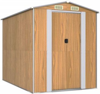vidaXL Cobertizo jardín acero galvanizado marrón claro 192x274x223 cm Vidaxl