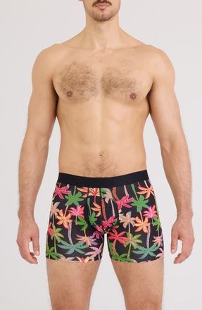 Saxx DropTemp Cooling Cotton Boxer Briefs in Mixed Palms-Black at Nordstrom, Size Xx-Large