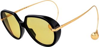Bottega Veneta Unisex Sunglasses Bv1436s Black-Gold-Yellow Metal Black/gold/yellow