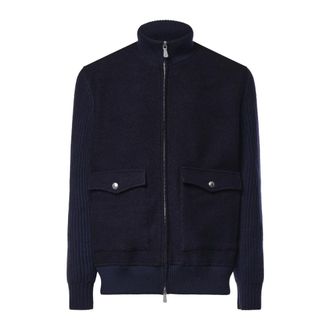 Eleventy Bomber in pura lana - - Knitwear - Uomo - Blu - S