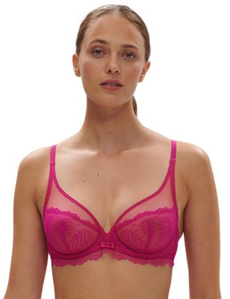 Simone P&eacute;r&egrave;le Womens Canopee Plunging Underwired Bra - Pink Polyamide - Size 32F