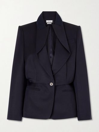 Alexander McQueen Blazer In Lana - Blu