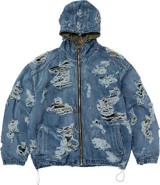 Thug Club Gerafeld jack met capuchon en rits - Blauw