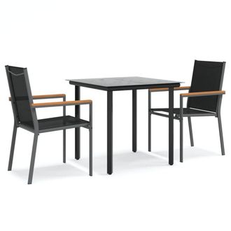 Berkfield Home 3 Piece Garden Dining Set Black Textilene & Steel