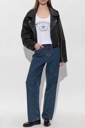 Emporio Armani Top With Print, Womens, White