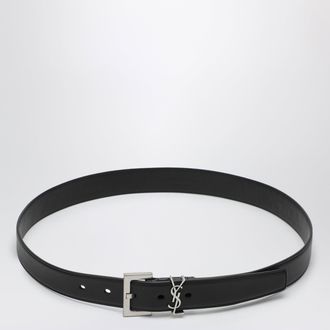Saint Laurent Cintura Cassandre nera in pelle liscia