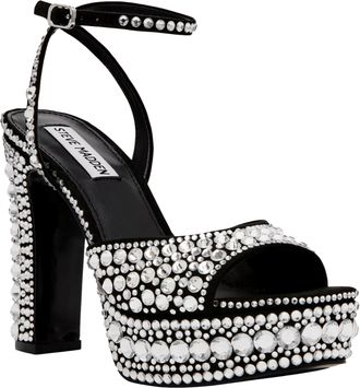 Steve Madden Assured Platform Heels Rhinestone/Black ASSURED-BLK Womens