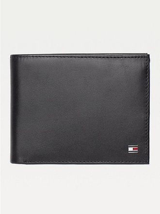 Tommy Hilfiger Cartera de piel plegable con rayas distintivas