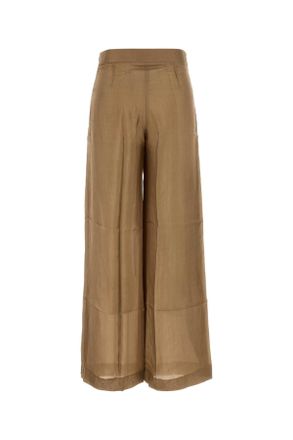 The Rose Ibiza Womens Camel Silk Amanda Pant Beige Exterior: Pantaloni