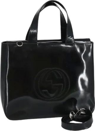 Gucci Pre-owned Handbags, female, Black, Size: ONE SIZE Pre-owned Vintage Enamel Hand Bag