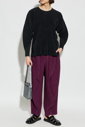 Homme Pliss&eacute; Issey Miyake Pleated Trousers, Mens, Purple