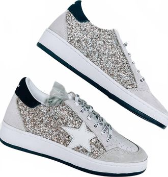 Vintage Havana Womens Kristen Glitter Sneaker In White