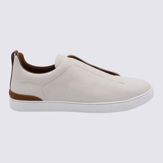 Ermenegildo Zegna Beige Leather Sneakers