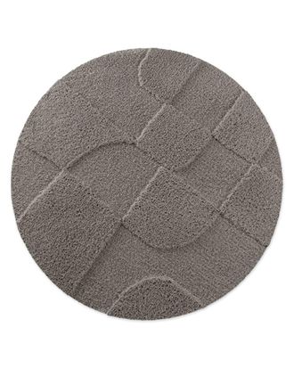 Wecon Home Alfombra de ba&ntilde;o redonda en relieve gris basalto &Oslash;80