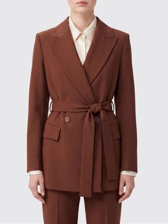 Semicouture Blazer doppiopetto in misto lana con cintura da annodare in vita