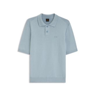 BOSS Cotton-blend polo sweater with embroidered logo
