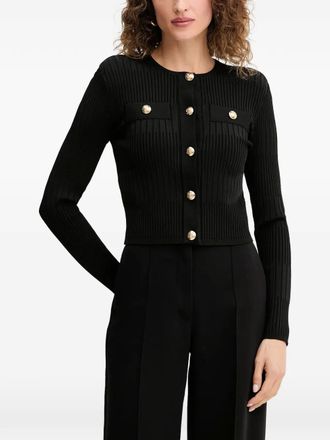 Guess Co ribbed cropped cardigan - women - Viscose/Polyamide/Elastane - L - Black